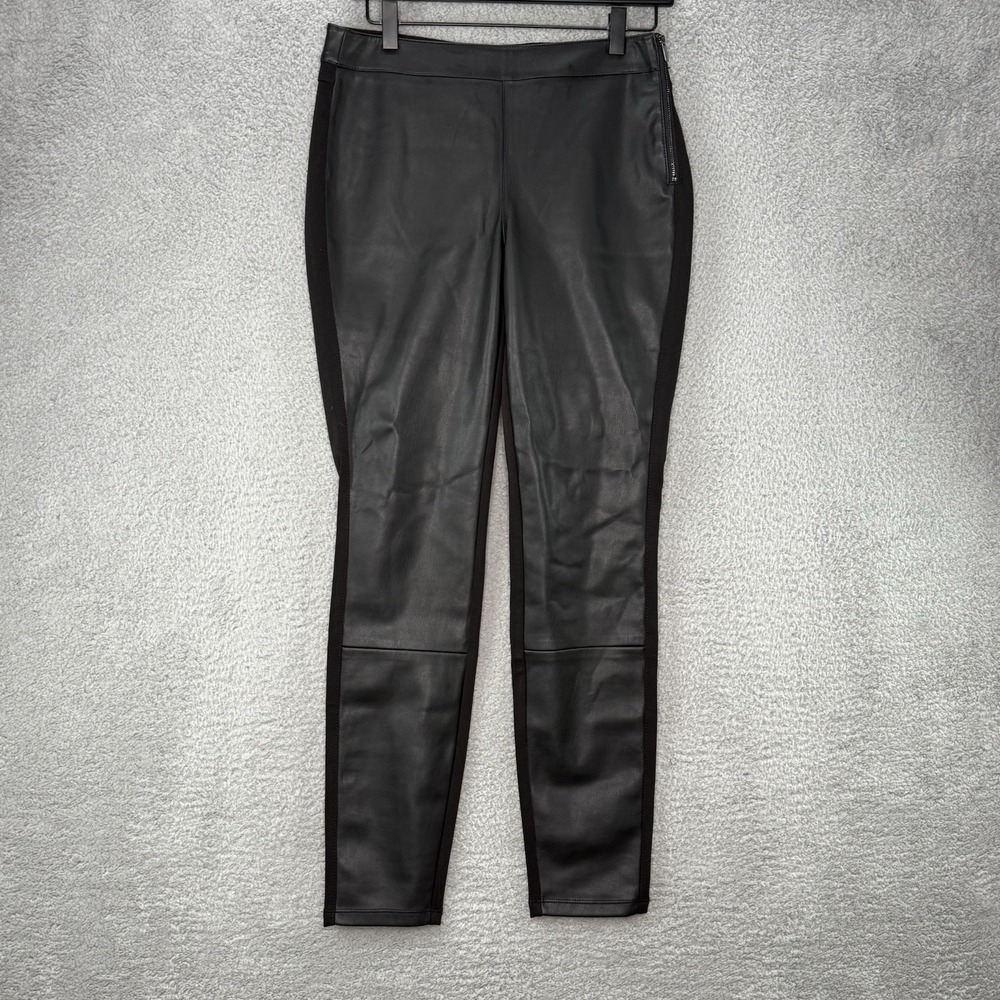 White House Black Market Faux Leather‎ Leggings Front Side Zipper Size 6 NEW